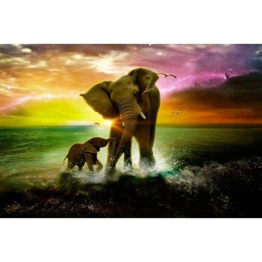 New Dream Seaside Elephant 5d Diy Diamond Painting Kits VM9066