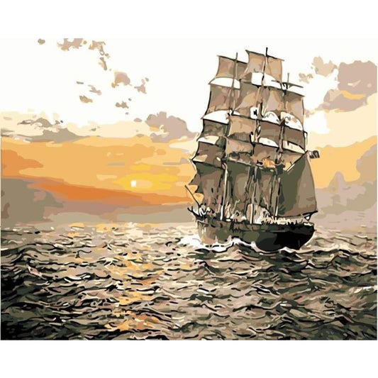 Boat Diy Paint By Numbers Kits WM-1104 - NEEDLEWORK KITS