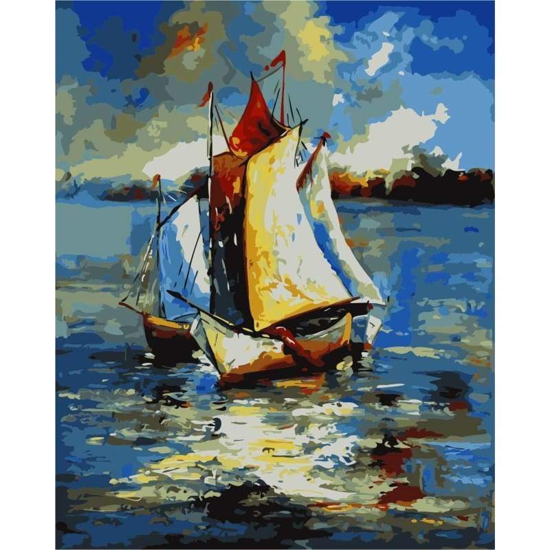 Boat Diy Paint By Numbers Kits YM-4050-090 - NEEDLEWORK KITS