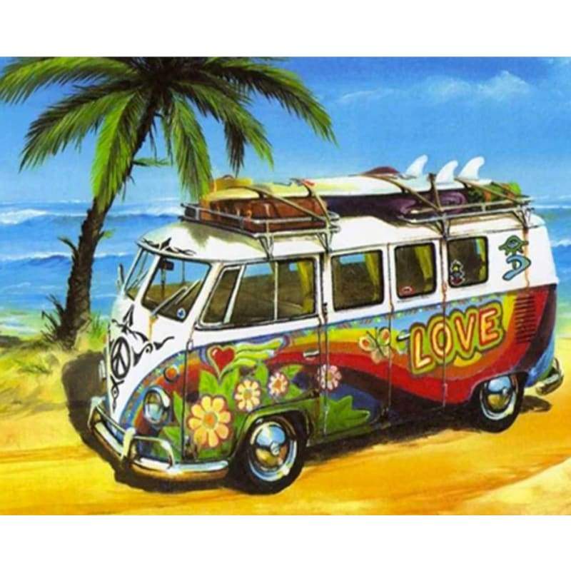 Bus Diy Paint By Numbers Kits QFA90101 - NEEDLEWORK KITS