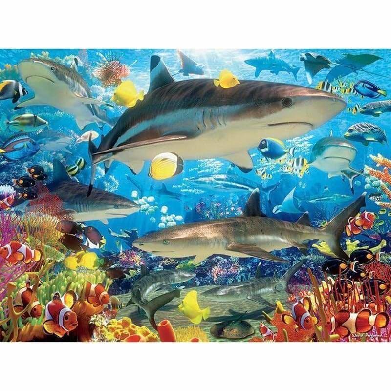 Full Drill - 5D DIY Diamond Painting Kits Sharks in the Sea 