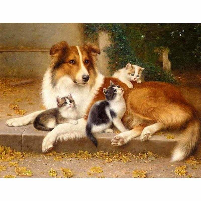 Full Drill - 5D DIY Diamond Painting Kits Warm Dog Cats 