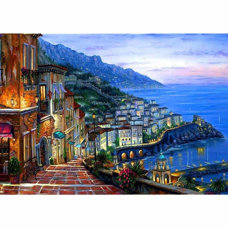 Hot Sale Landscape Seaside Town Diy Full Drill - 5D Mosaic 